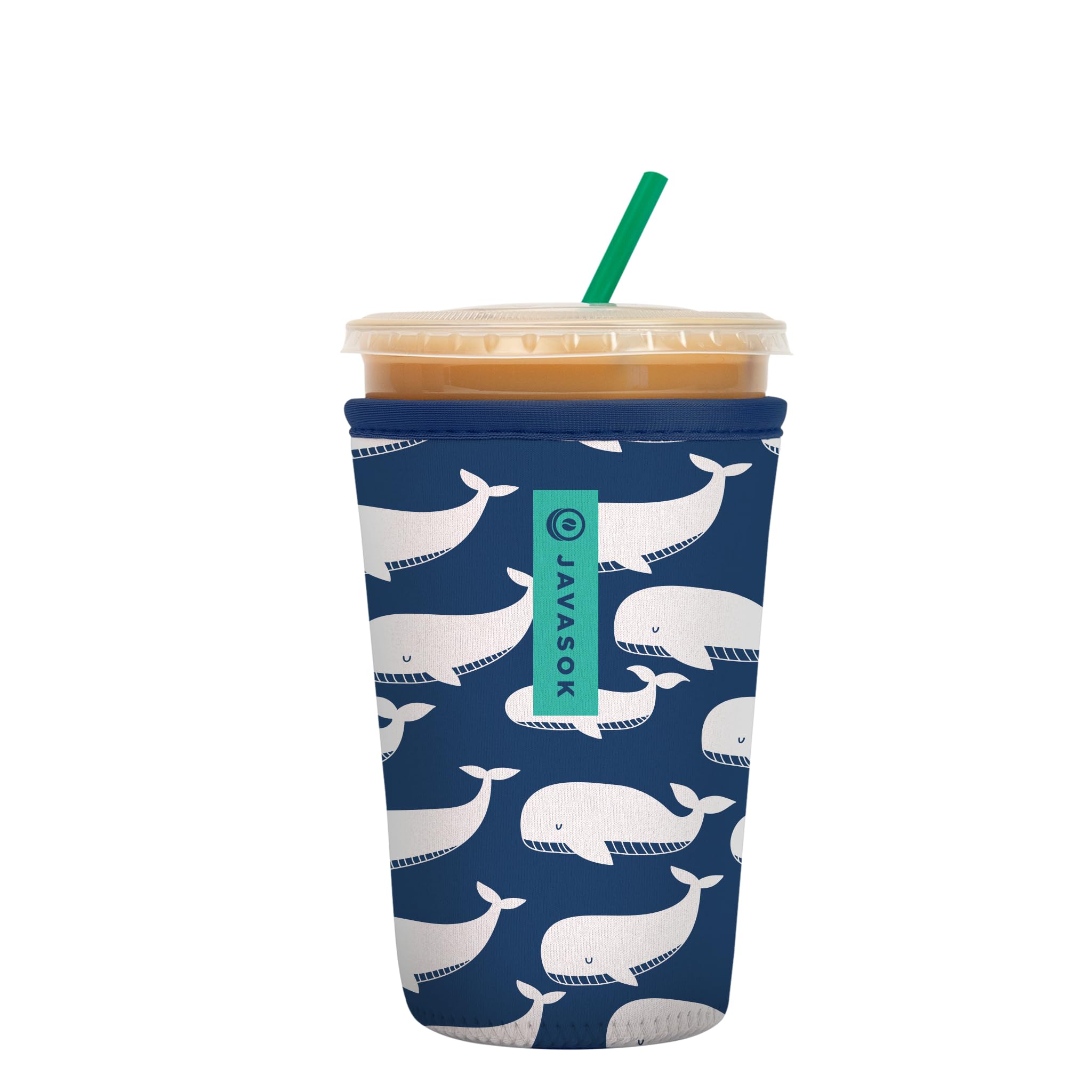 Sok It JavaSok Iced Coffee & Cold Soda Insulated Neoprene Cup Sleeve (Whale of a Time, Medium: 22-28oz)