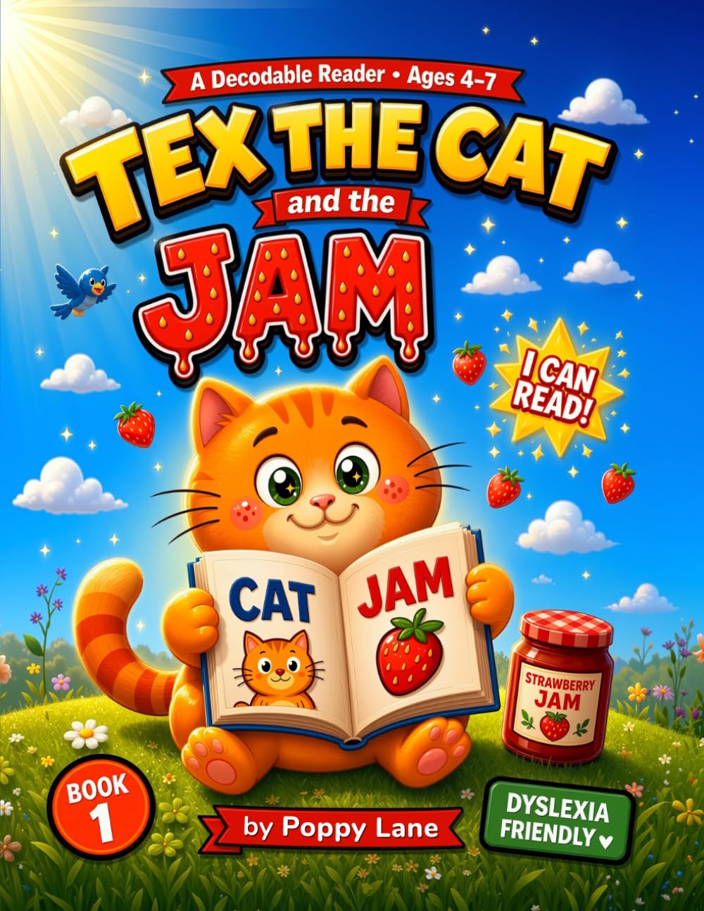 Tex the Cat and the Jam: A Decodable Reader for Dyslexic Kids — CVC Short Vowel Phonics Book for Beginning Readers Ages 4-7