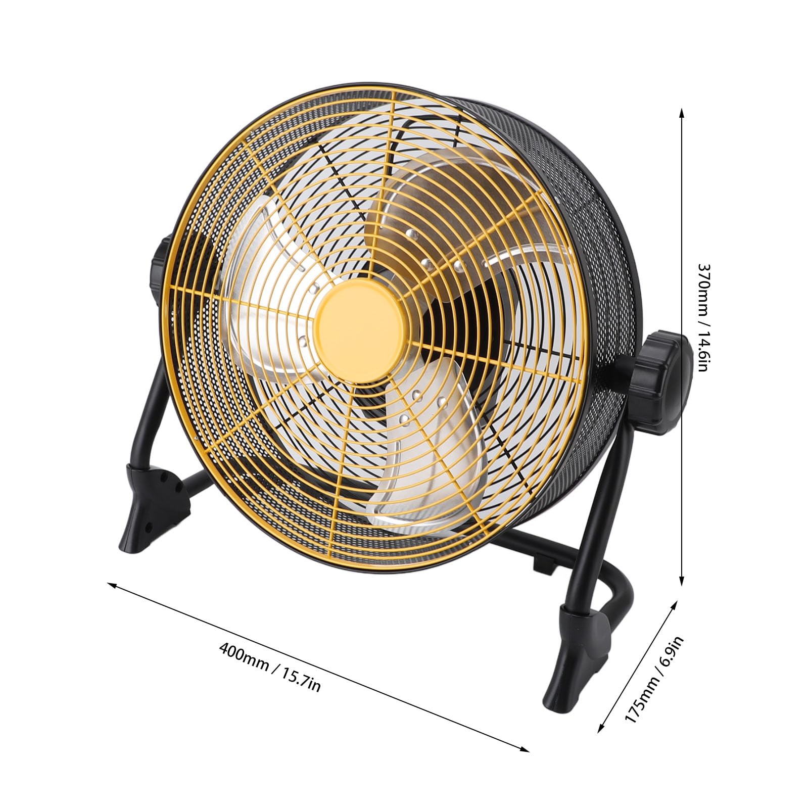 Ventilatore da Pavimento Industriale a Batteria, Ventilatore Portatile Ad Alta velocità Ricaricabile da 2000 MAh con Ricarica USB e Power Bank per Campeggio e Viaggi All'a