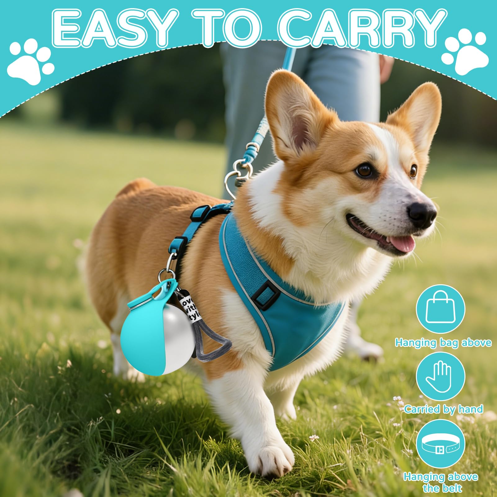 Botella para perros para viajes, 285 ml, de acero inoxidable, botella de agua con cuenco, para perros, portátil, de viaje, a prueba de fugas, botella compacta para perros para viajes (D) — view 5