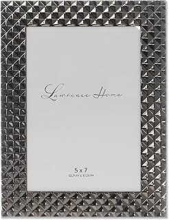 Lawrence Frames 5x7 Metal Picture Frame, Diamond Pattern Black Smoke - Elegant Wall & Tabletop Display