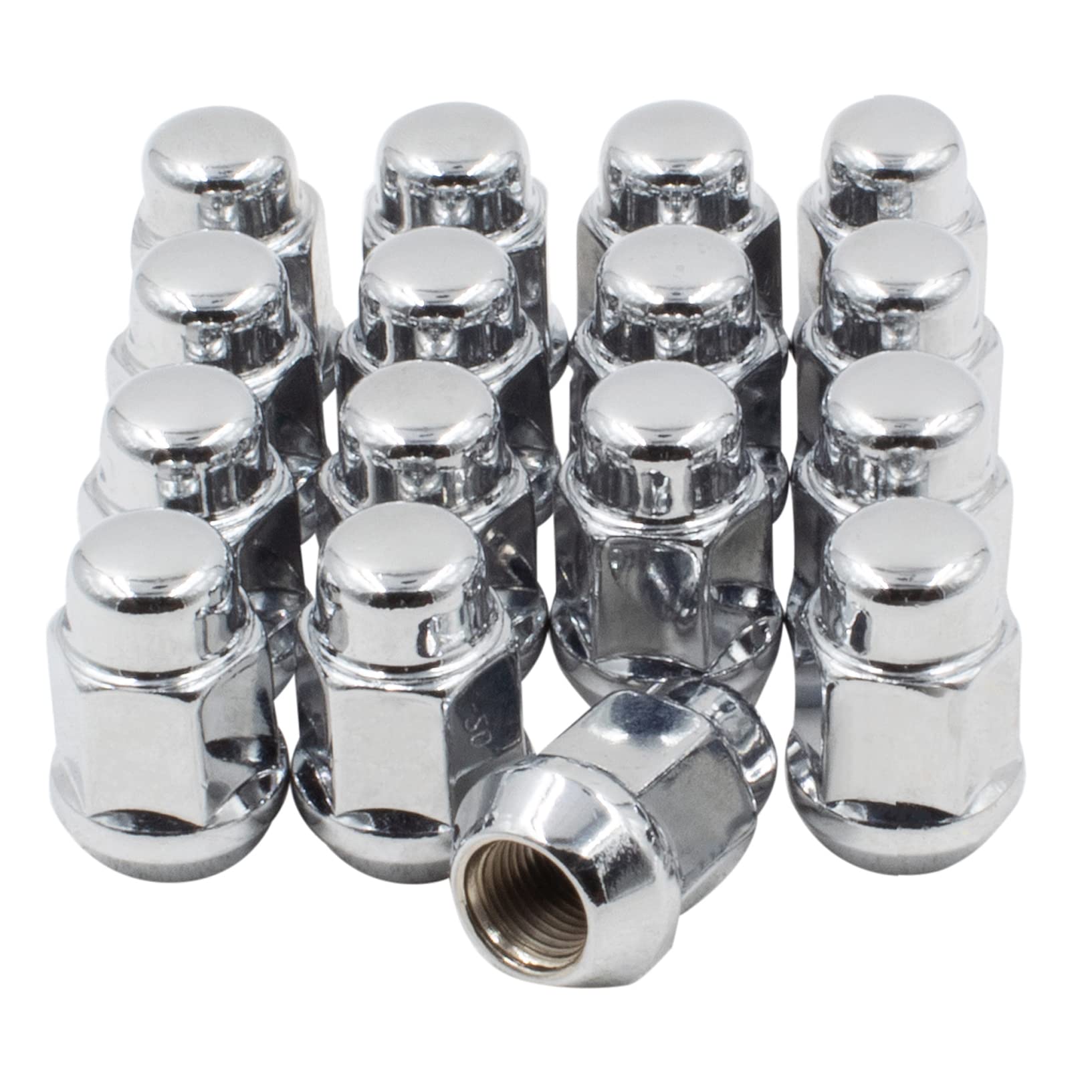 Wheel Accessories Parts Set of ATV/UTV 16 Lug Nut Kit M12x1.5 Thread Closed End Bulge Acorn Lug Nuts 1.38” Long - Cone Seat - 19mm (3/4”) Hex Wheel Lug Nut (Chrome)