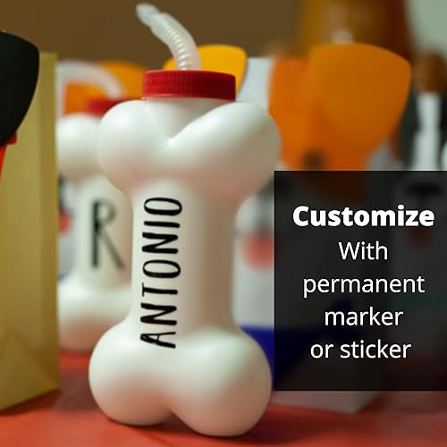 Miniatura 5 de 4E's Novelty Vasos de hueso para perros con popote (paquete de 6) de 14 onzas, suministros de fiesta de Paw Dog Patrol, decoraciones de fiesta de