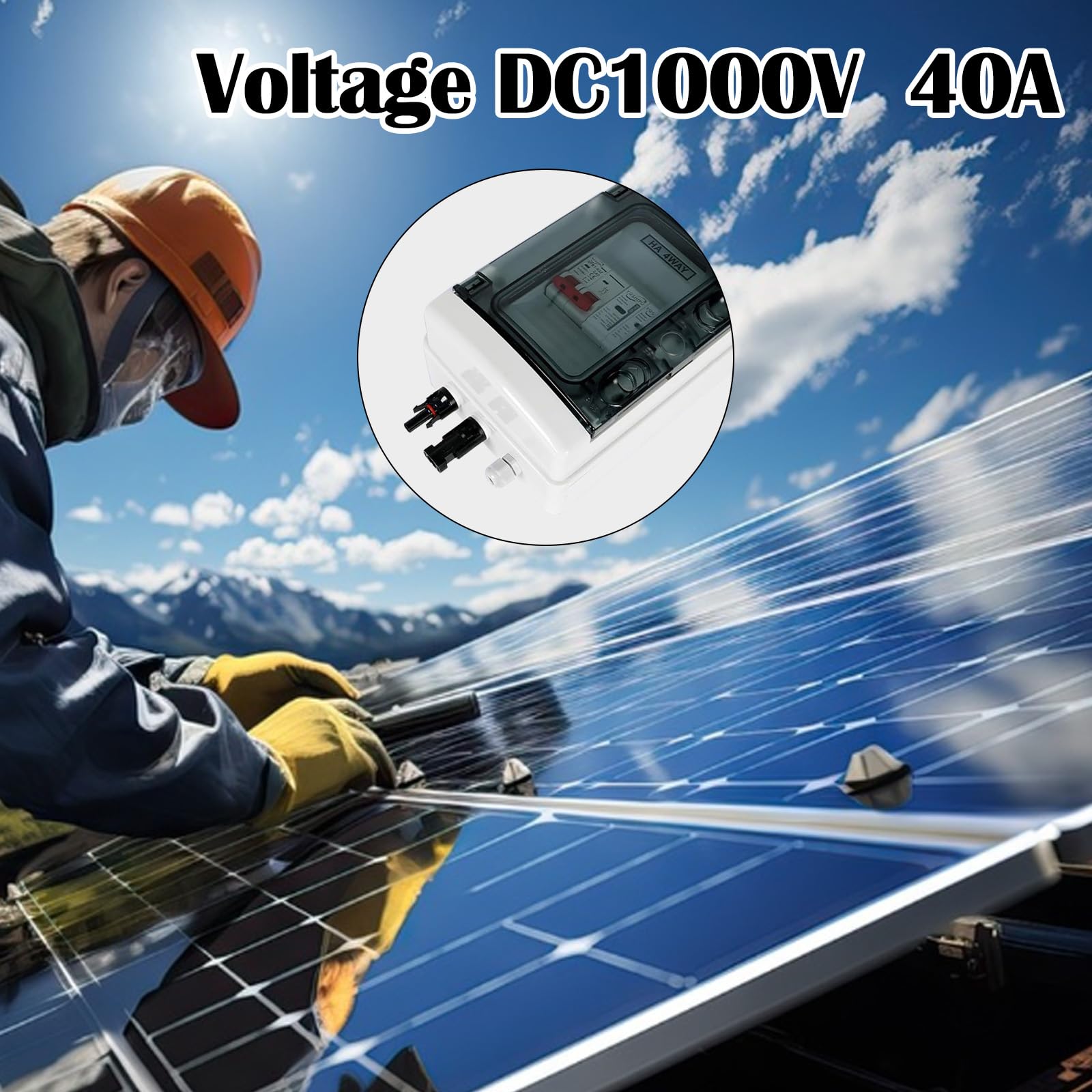 Protection Contre Les Surtensions PV, Disjoncteur 1 Entrées 1 Sorties DC Disjoncteur Protection Contre Foudre 1 Chaînes 1000V DC 40A 20-40KA Boîte Connexion du GénéRateur Boîte Connexion Solaire IP65