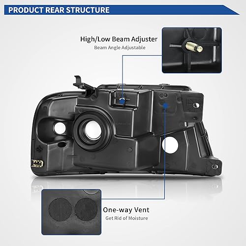 Miniatura 4 de oEdRo Faros delanteros compatibles con Ford F150  06-08 Lincoln Mark LT Pickup 2004, 2005, 2006, 2007, 2008, Ford F150  06-08 Lincoln Mark LT