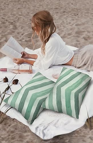 Miniatura 3 de Waterproof Throw Pillow Covers, Green Gradient Watercolor Arrow Outdoor Pillows Cushion Case, Upward Artistic Ink Lumbar Pillowcase for Patio Tent