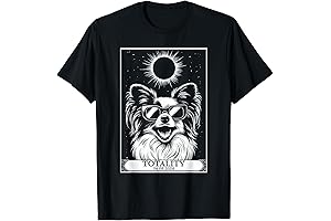Solar Eclipse 2024 Totality Tarot Card Retro Papillon Dog T-Shirt