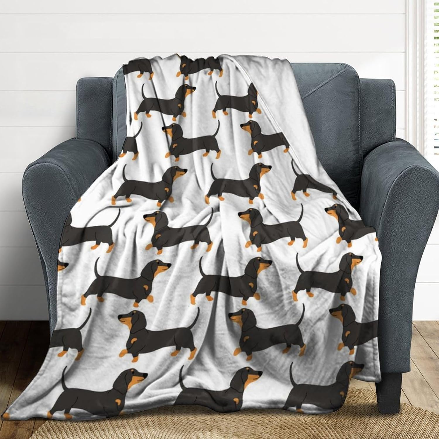 review Soft and Warm Flannel Fleece Blanket Compatible with Doxie Dachshund Weiner Dog Pet Dogs, Fluffy Plush Throw Blanket, Lightweight Microfiber for Bed Couch Chair Living Room, 40x60 Inches
