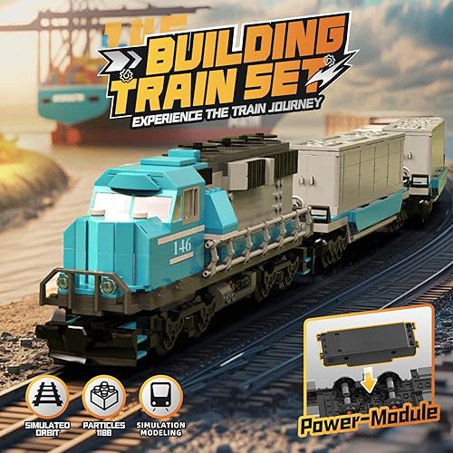 Miniatura 5 de Juego de bloques de construcción de tren, carga de carga interna, locomotora, modelo de juguetes de construcción, regalo para niños a partir de 8