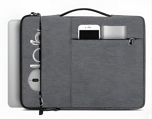 VIHOMI Laptop Sleeve 13.3"–15.6" | Waterproof & Shockproof | Slim, Durable & Lightweight | Nylon & Polyester Briefcase Style | Fits HP, Dell, ASUS, MacBook & More | Everyday Protection – Grey