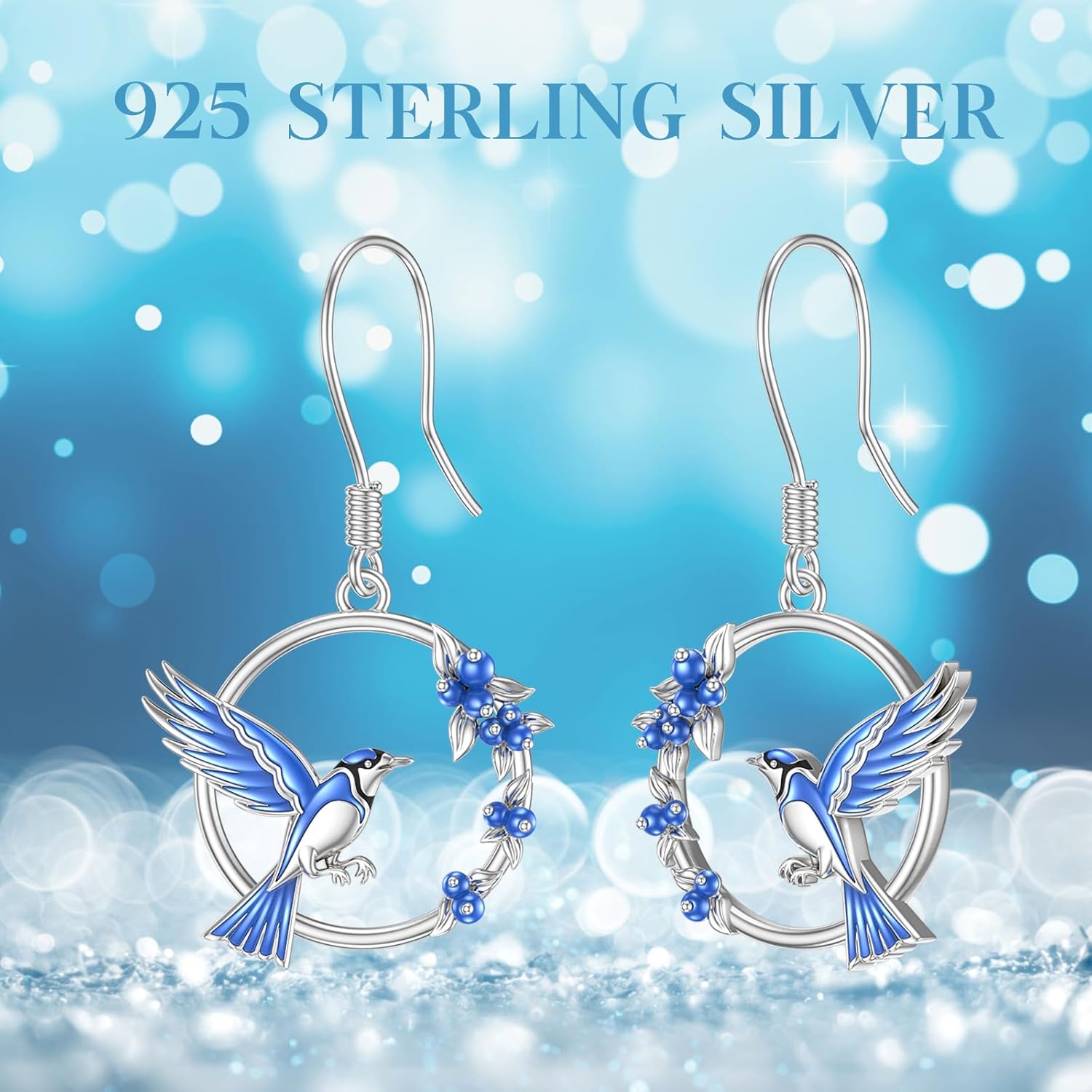 Blue Jay Bird Earrings 925 Sterling Silver Dangle Drop Bird Earrings Gifts Lovers Women Birthday Christmas Jewelry Gift - Image 7