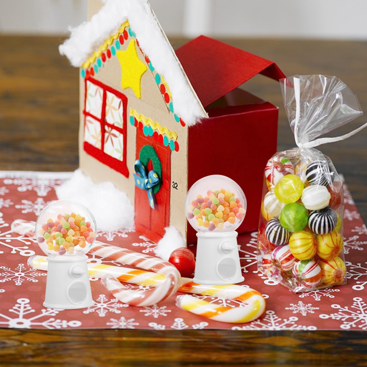 ibasenice Mini Gumball Machine Candy Dispenser 2.79X6.88X1.37 Inch Rotatable Wedding Candy Box Party Favor Cake Decoration Food Storage