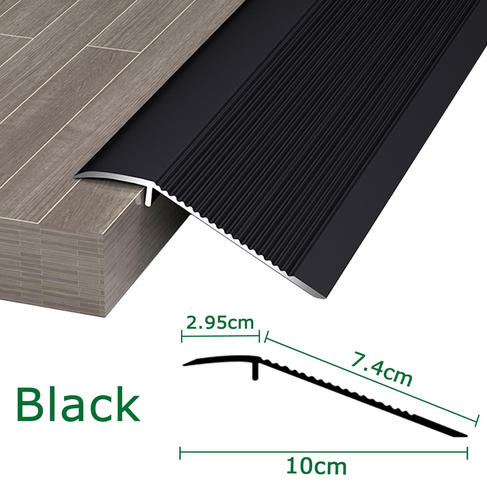 SAGIDAR Tira De Transición De Piso Anchura 10cm, Tira De Borde De Umbral, Umbrales Interiores De Aluminio, Fácil De Limpiar, Formación De Pendientes Seguras, Tiras Antideslizantes para Peldaños