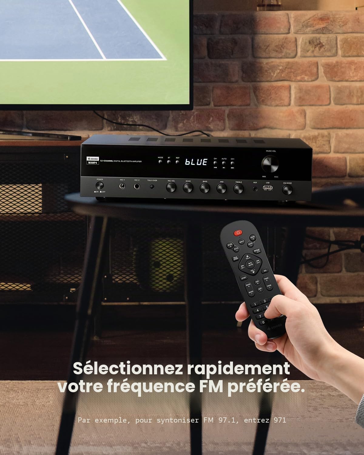 Donner Amplificateur Audio 5.1 Canaux Bluetooth 5.3 Optique Coaxiale USB FM RCA Karaoké Home Cinéma MAMP4