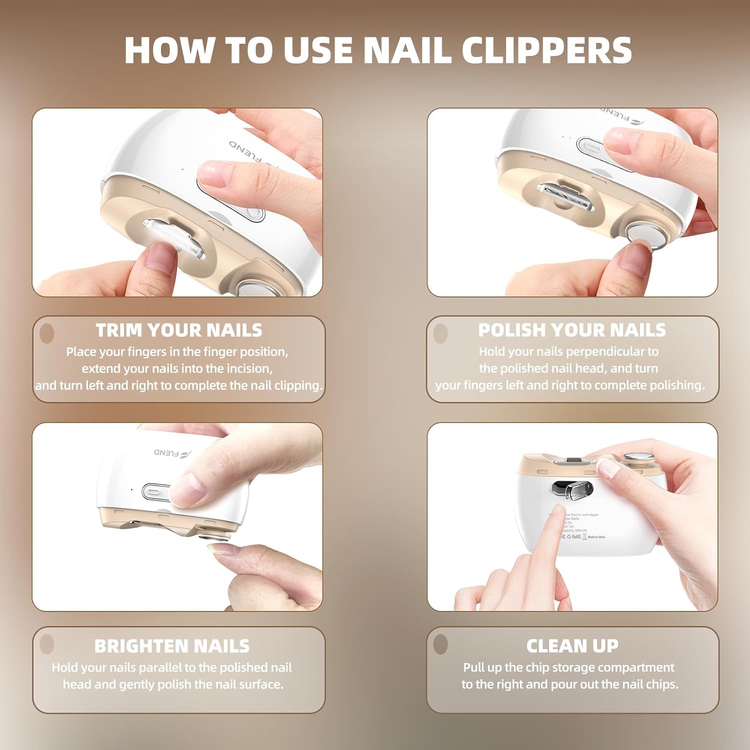 Electric Nail Clipper, Electric Nail Trimmer Suitable for Children, Adults, and Elderly, Automatic Nail Clipper with 2 Adjustable Speeds, Nail Clippers with LED Light and Chip Storage Box