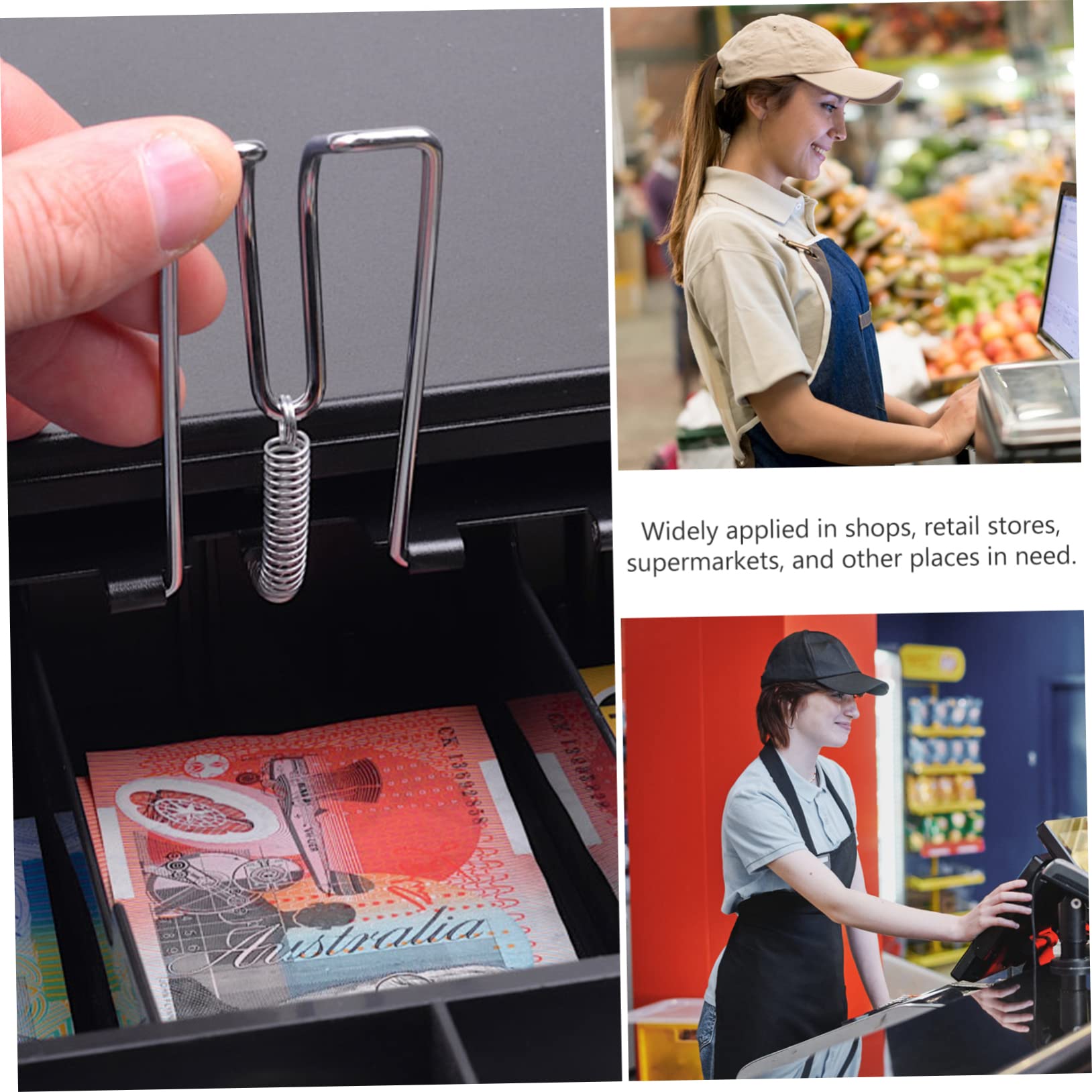 TEHAUX Praktischer Kassenschubladeneinsatz mit Münz und Scheinfächern aus Kunststoff Eisenclip für Supermarkt Büro und Einzelhandel