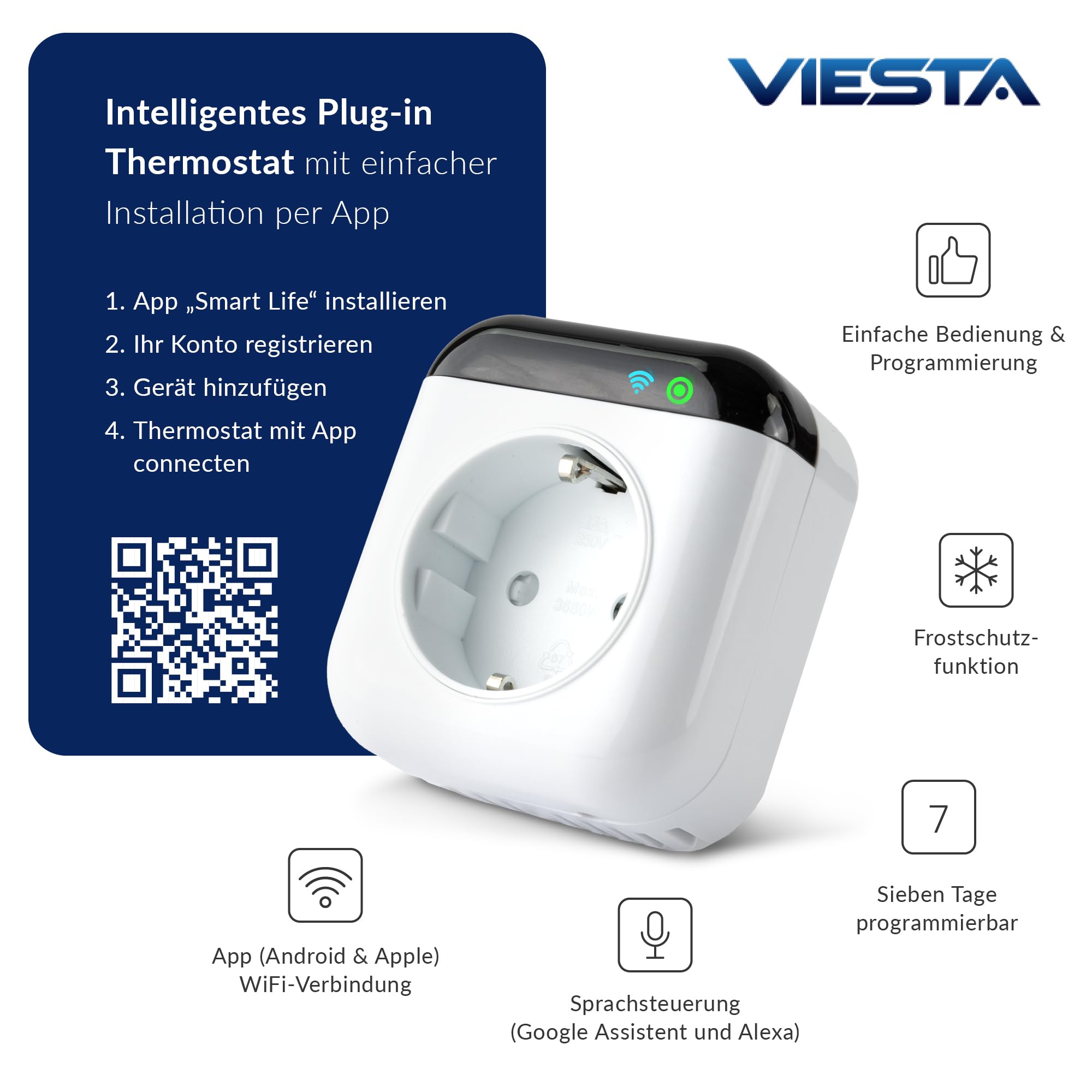 TH70 WiFi Steckdosenthermostat - Smart Heizungsregler 230V 3450W - App & Sprachsteuerung Für Elektroheizungen