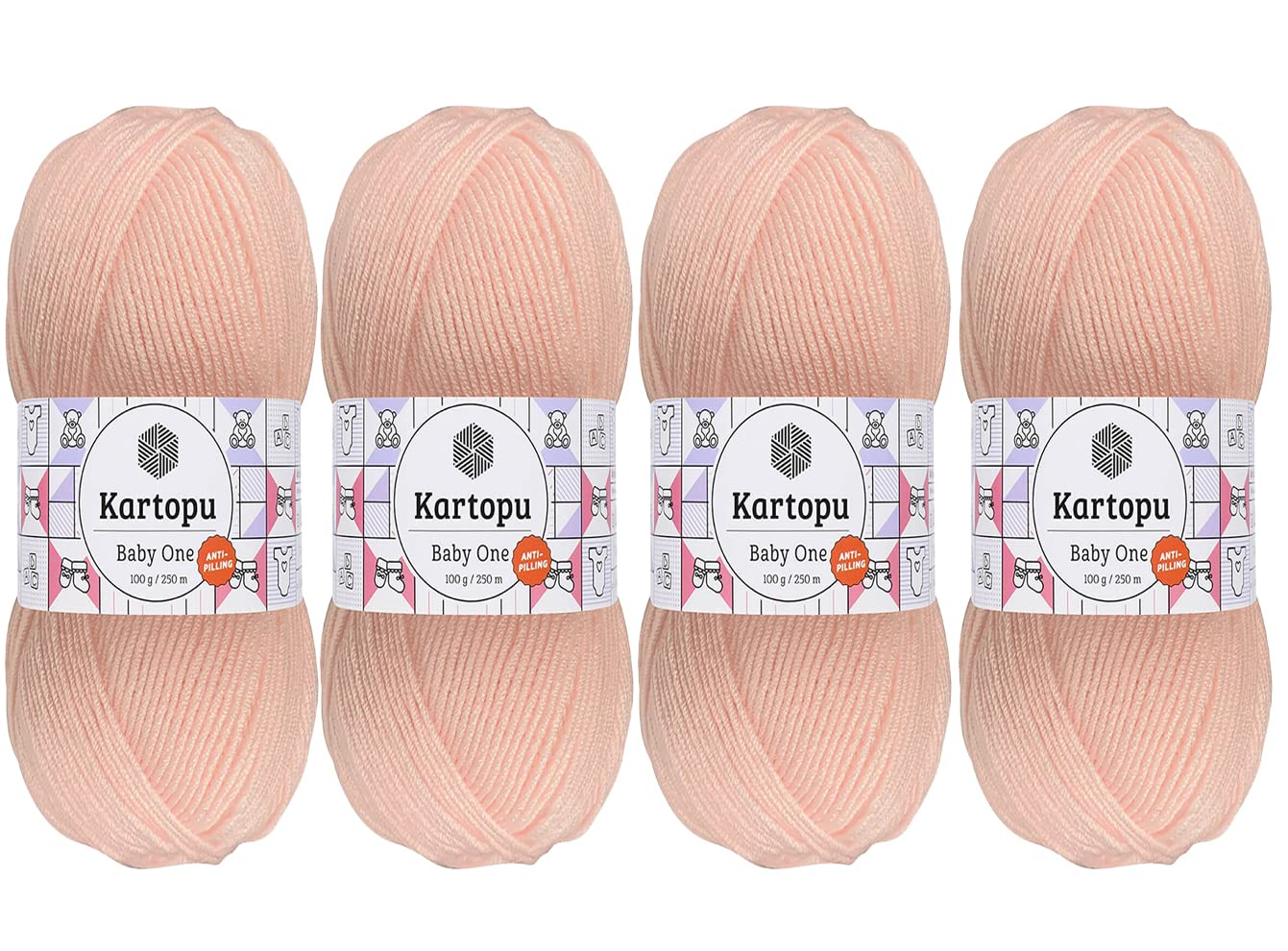 Kartopu Baby One,Baby Knitting Yarn,(4Pack),Anti-Pilling (Low-Pilling) Featured,Each Skein/Ball 100 g (3.5 oz) (SEA Shell 699) — image 1