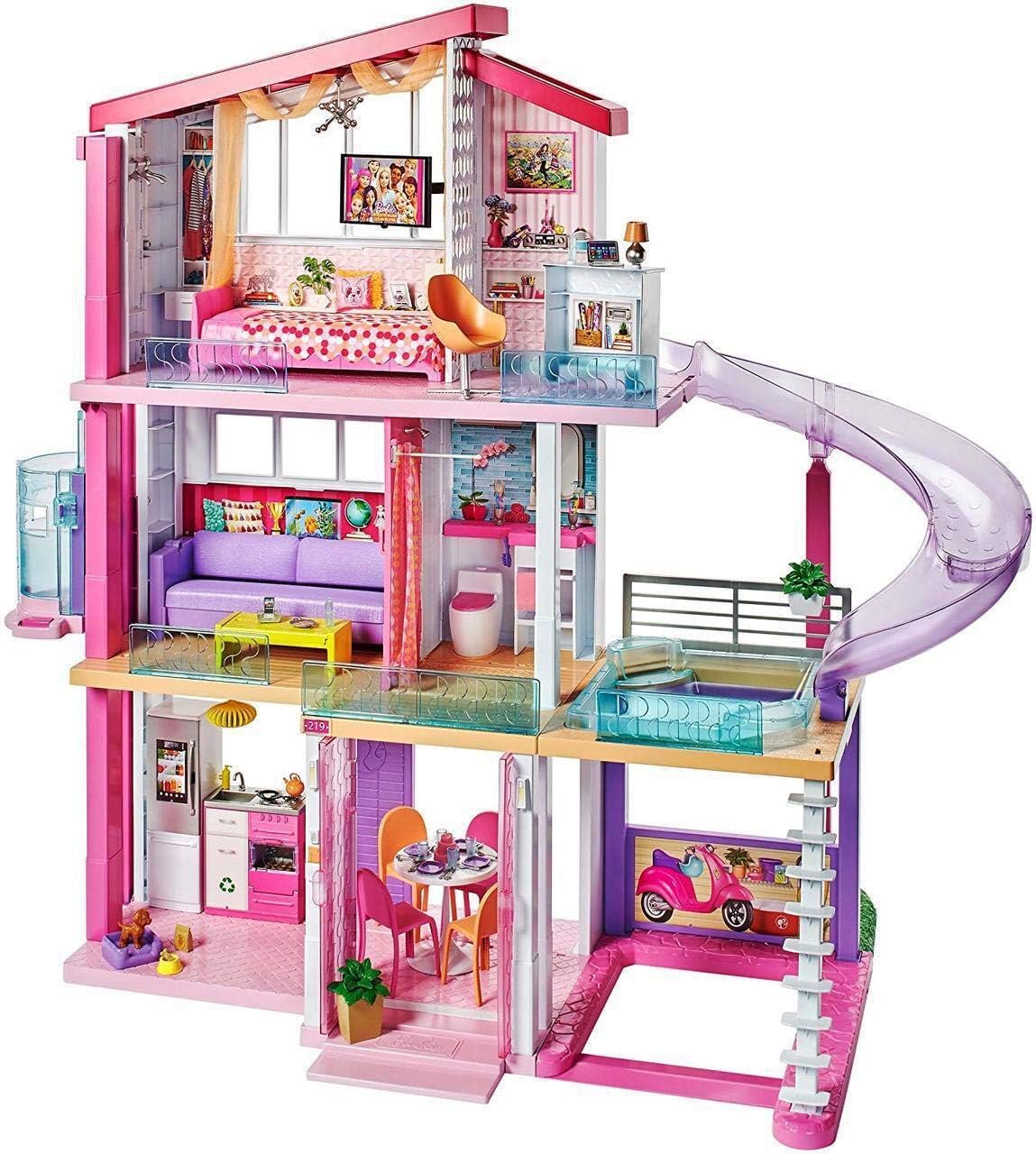 Barbie Dream House Doll house with Pool, Slide & Elevator