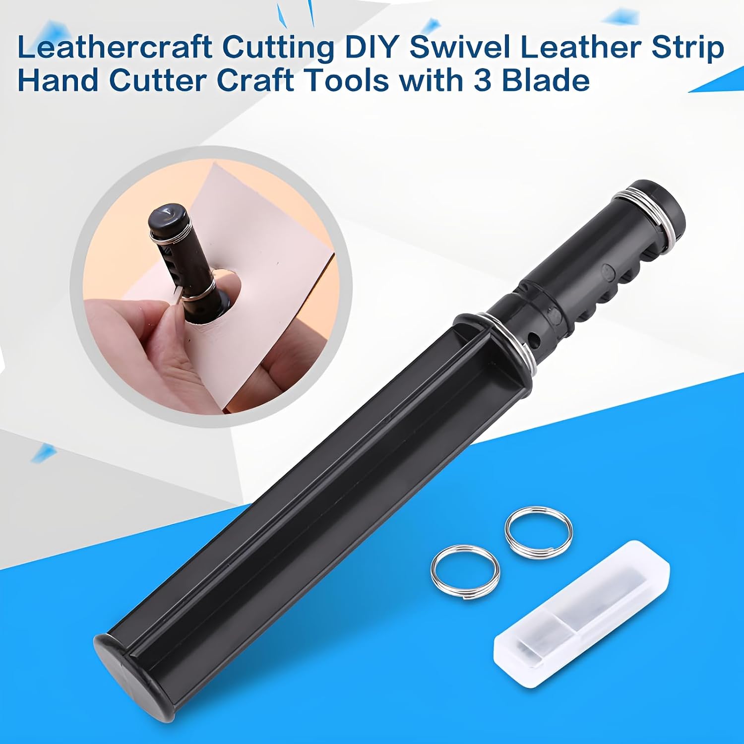 ACNTENY Leather Lace Strip Hand Cutter with 3 Blades, Black, 6.10 inch