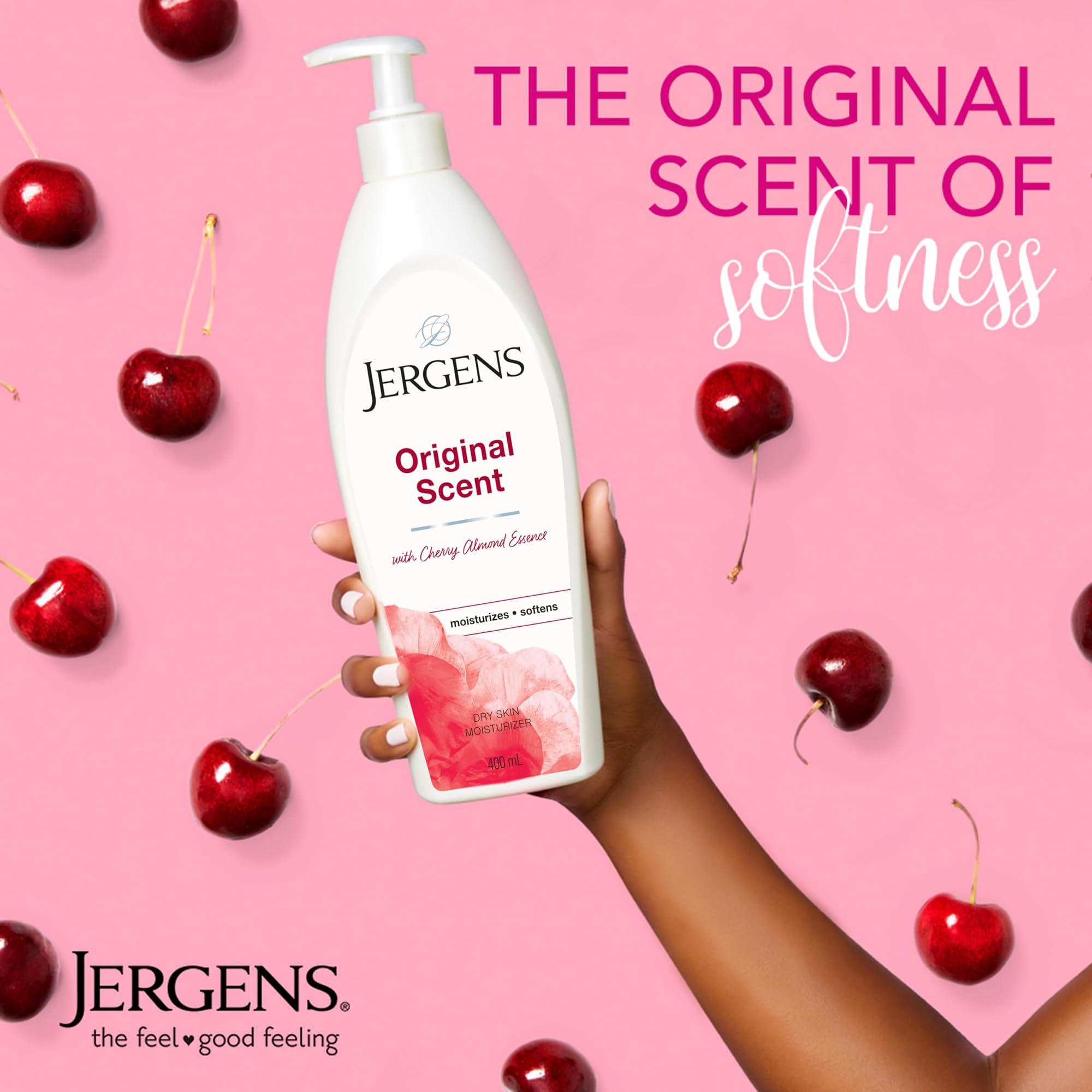 Jergens Original Scent Dry Skin Lotion, Body and Hand Moisturizer for Long Lasting Skin Hydration, with HYDRALUCENCE blend and Cherry Almond Essence, 400ml 4