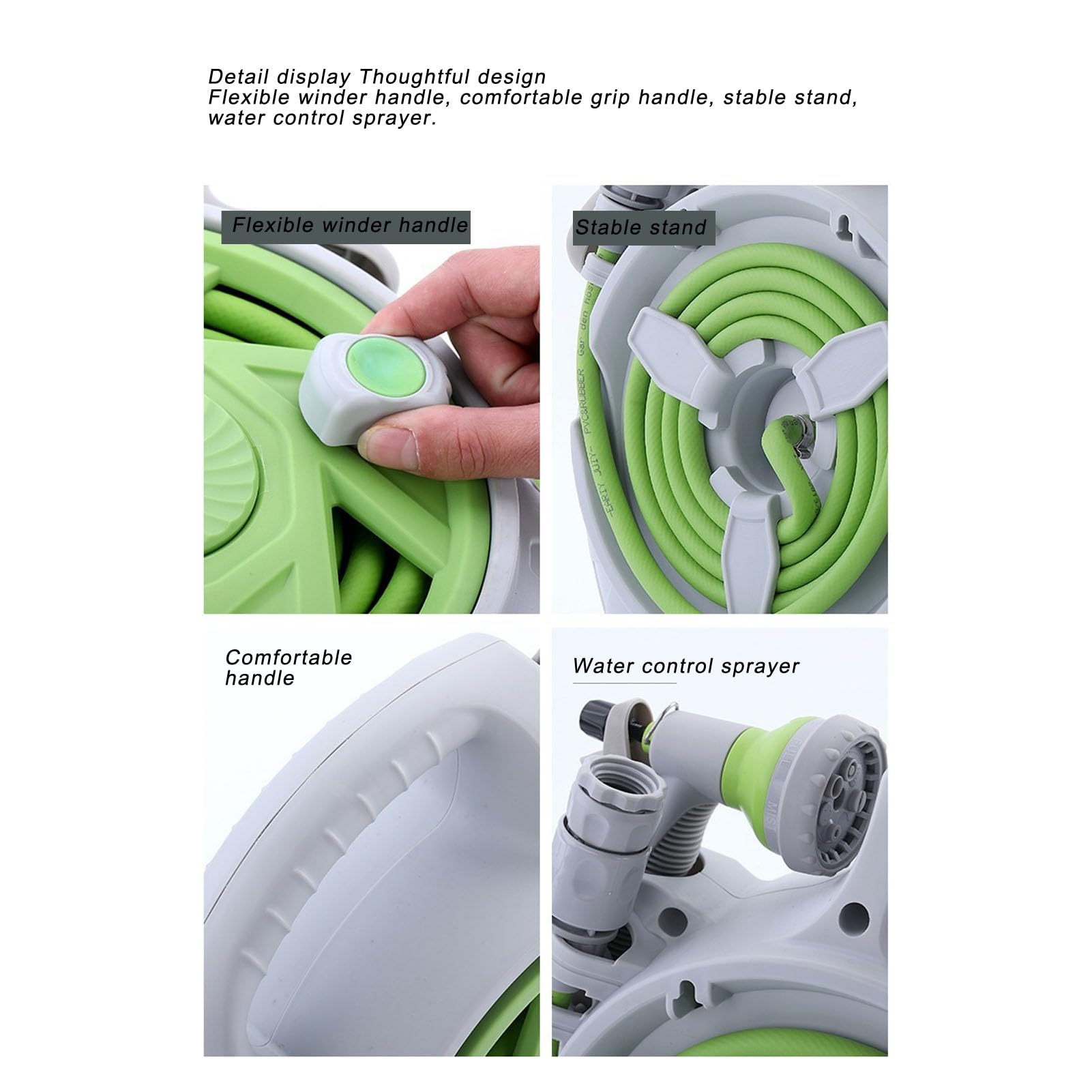Carrete de Manguera de Agua Portátil, Solución de Almacenamiento Práctica para Balcón, Jardín, Material Plástico de Caucho Ligero