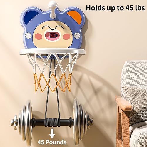 Miniatura 6 de TEMI Mini aro de baloncesto para interiores para niños pequeños de 3, 4, 5, 6 años, aro de baloncesto para niños pequeños con 4 bolas y marcador