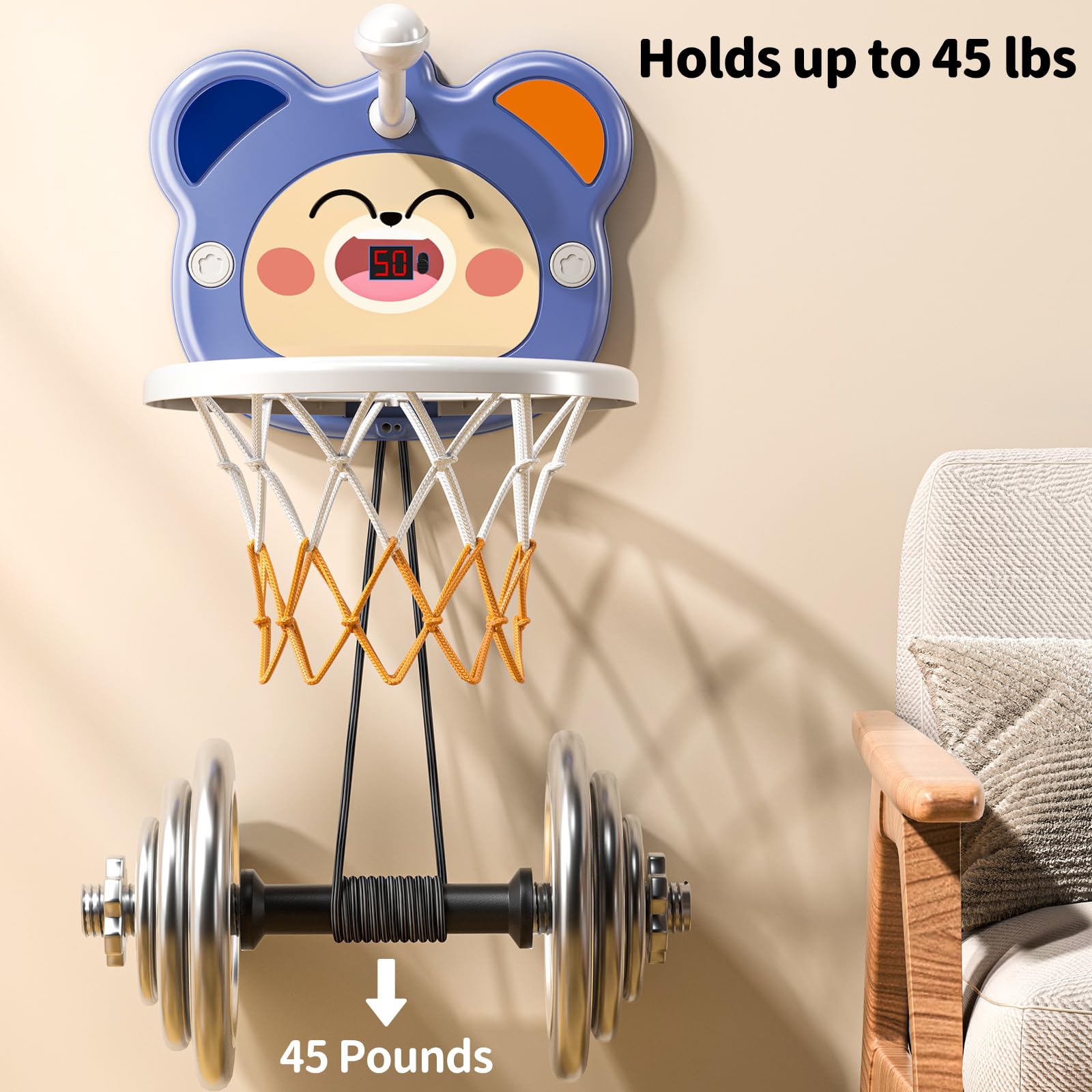 Mini Panier De Basket TEMI – Enfants 3-6 Ans, Intérieur, Modèle HFD003A-21-UK