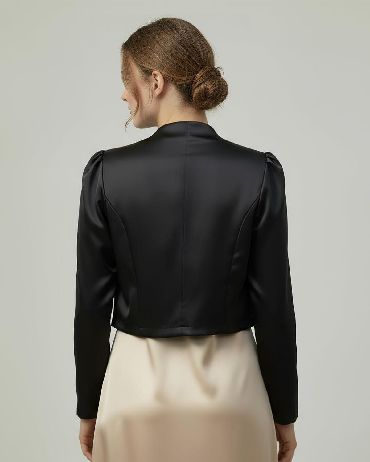 BlackButterfly Formal Satin Long Sleeve Bolero Shrug - Image 4