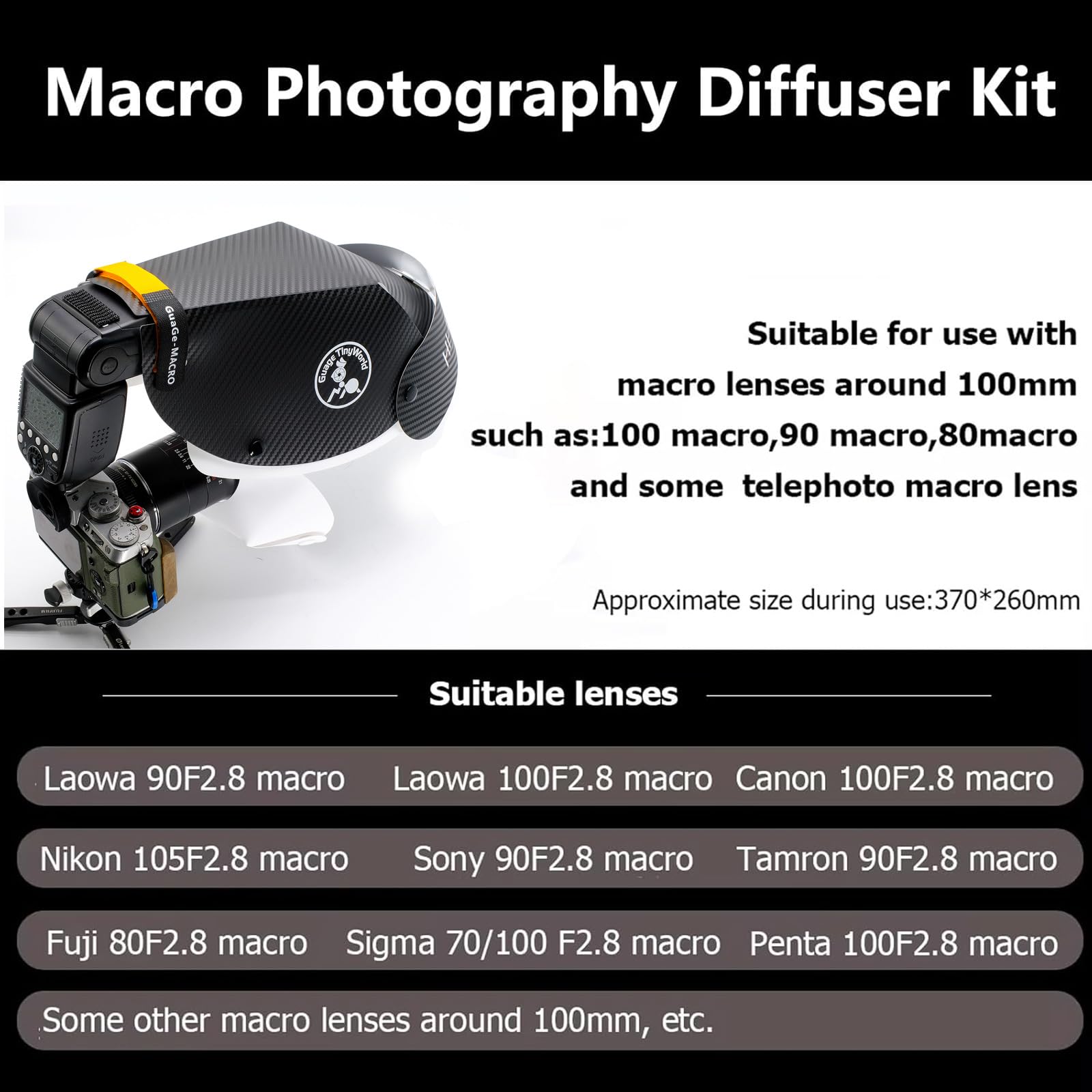 Kit diffusore flash softbox per fotografia macro, gioielli, insetti, diffusore flash portatile Speedlite, compatibile con tutti gli obiettivi macro, obiettivi zoom, ecc. (lampada di messa a fuoco non