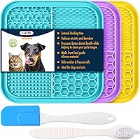 LUKITO 3-Pack Lick Mats for Dogs & Cats - Suction Cup Licking Pad for Anxiety Relief, Boredom Buster, Slow Feeder Bathing Toy