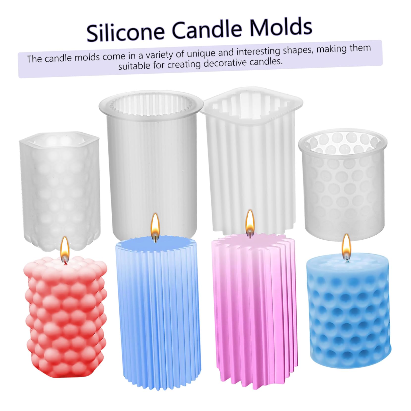 NUOBESTY 20pezzi Stampo Per Candele Silicone Kit Per Creazione Candele Flessibili e Riutilizzabili Mould Pilastro Con Superficie Liscia e Facile Da Rimuovere