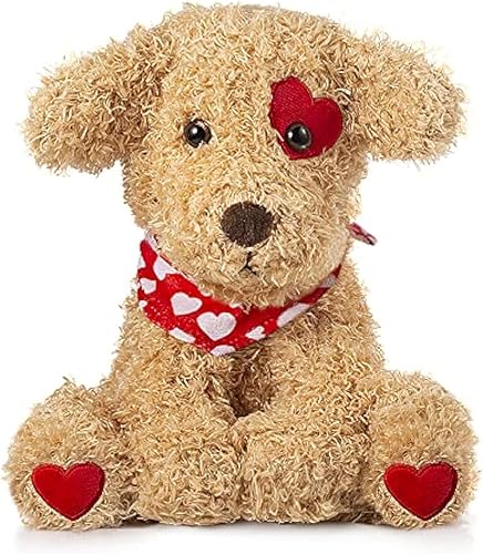 GSUIVER Regalo de San Valentín de 10 pulgadas para niños, novia, novio, animal de peluche (cachorro con bufanda roja)