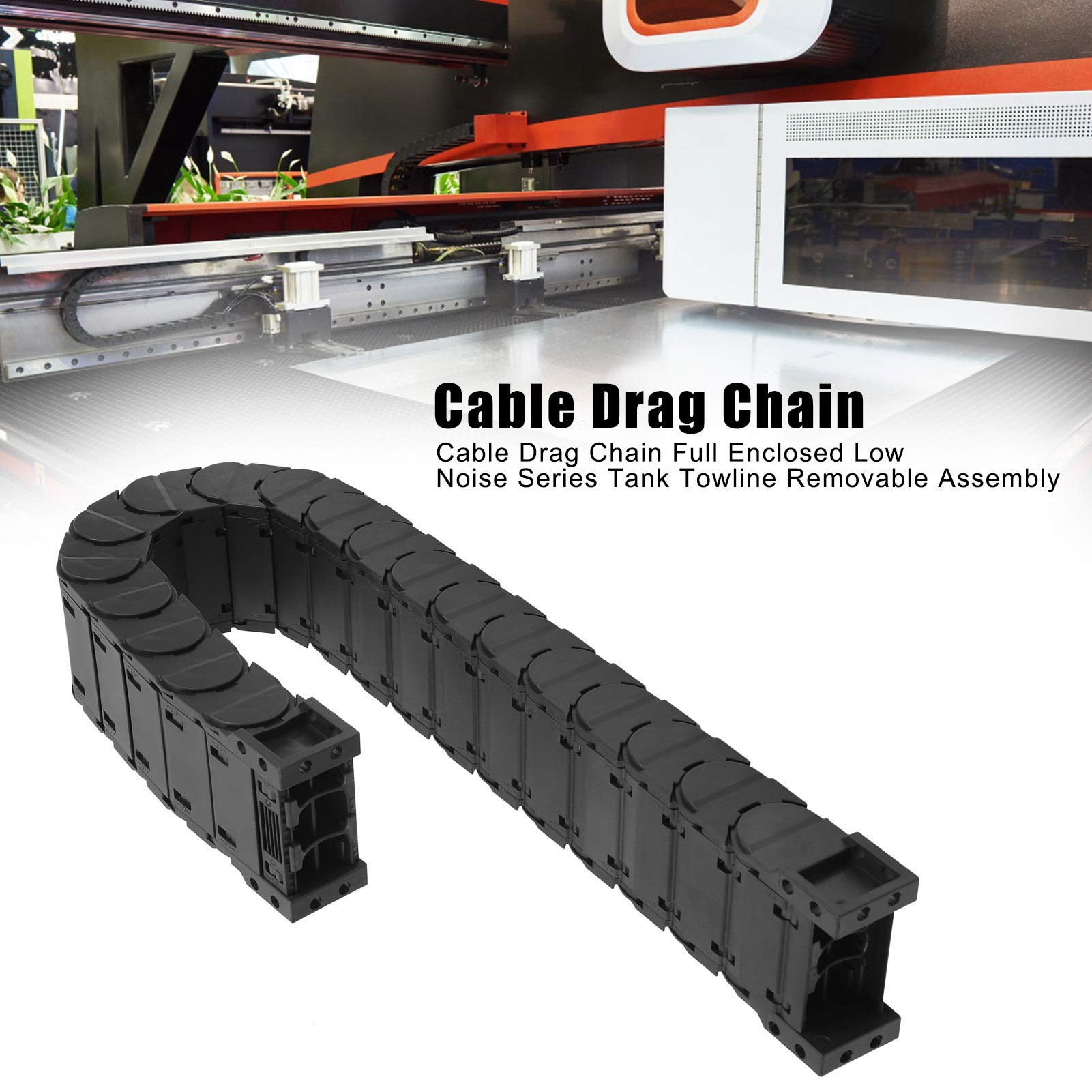 ANKROYU Cable Drag Chain, Nylon Wire Carrier Drag Chain, Low Noise Tank Towline, Tank Towlines Removable Assembly, Hardware Chains for Engraving Machine (D25*50 Length 1m)