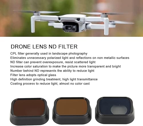 Miniatura 2 de Juego de filtros ND, 3 piezas CPL ND8 ND16, marco de aleación de aluminio, vidrio óptico, accesorios de filtro de lente de cámara de drones con