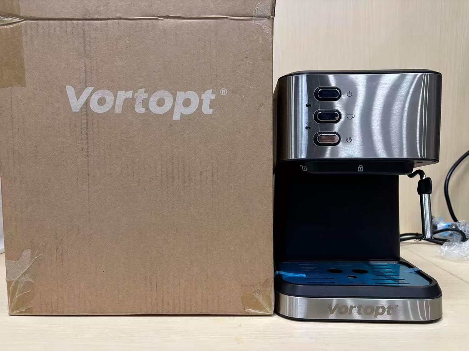 Vortopt Stainless Steel Espresso Machine With Milk Frother,Compact Coffee Machines,Electric Latte Cappuccino Maker For Home Office