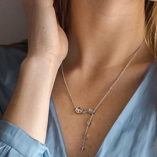 Miniatura 4 de Collar con colgante de diamante natural de corte redondo para mujer en oro amarillo de 14 quilates chapado en plata de ley 925 y plata de ley no