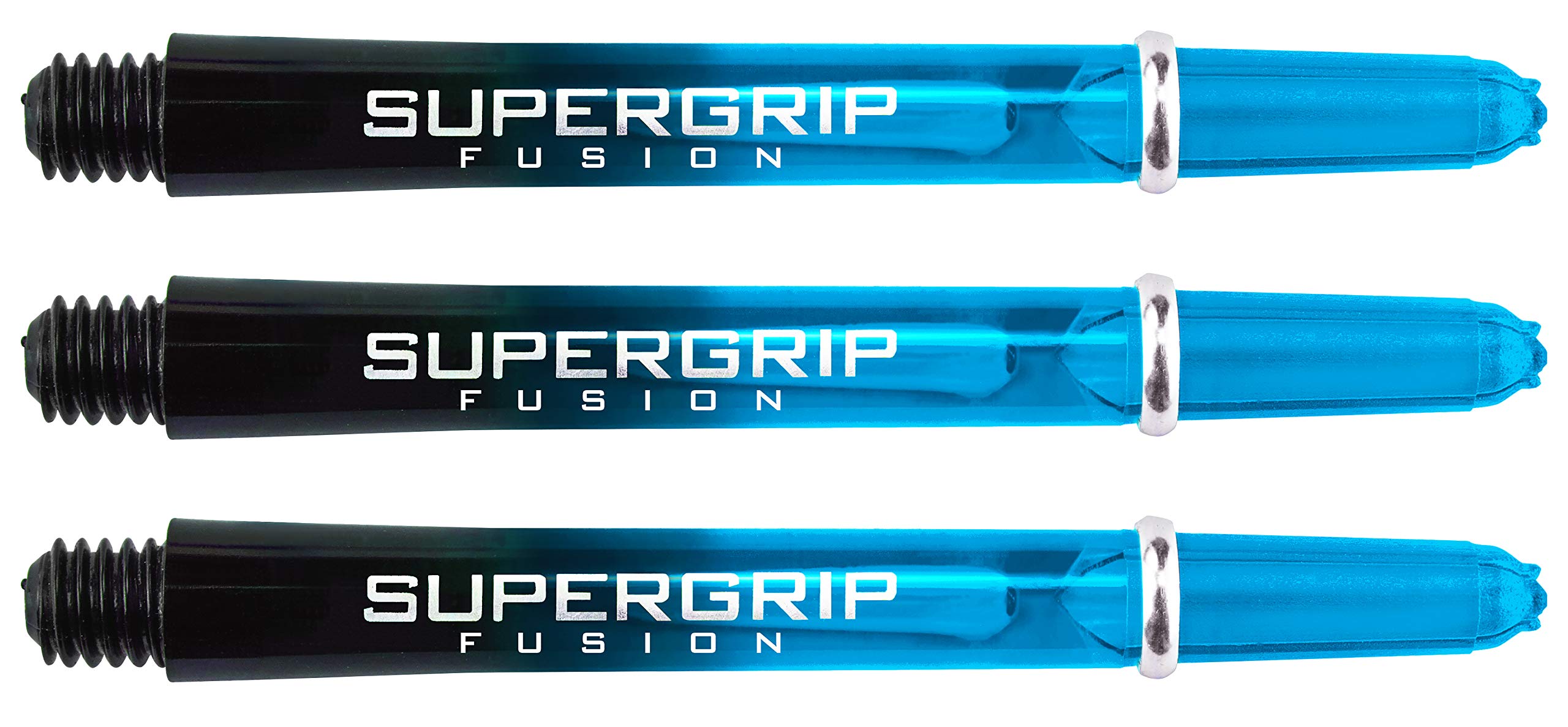 Harrows Supergrip Fusion Dart Shafts - Black & Aqua - Medium- 5 Sets (15 Stems)