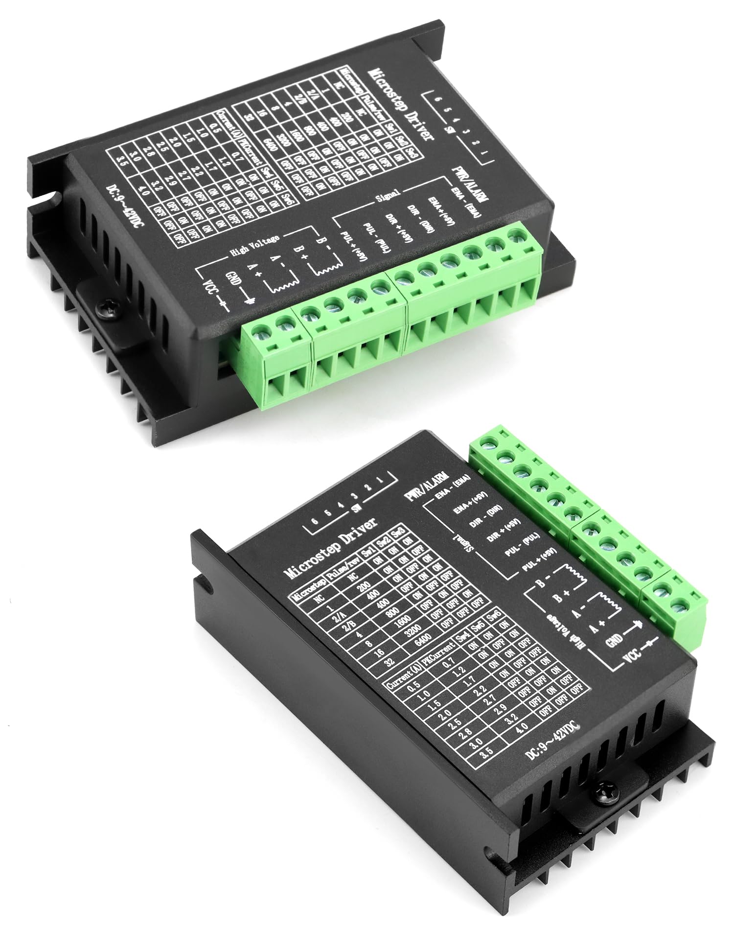 QWORK® Lot de 4 pilotes de moteur pas à pas TB6600, 4.0 A 9 V-42 V, pour moteur pas à pas 42/57/86 de type 2 phases 4 phases, pour imprimante 3D/CNC