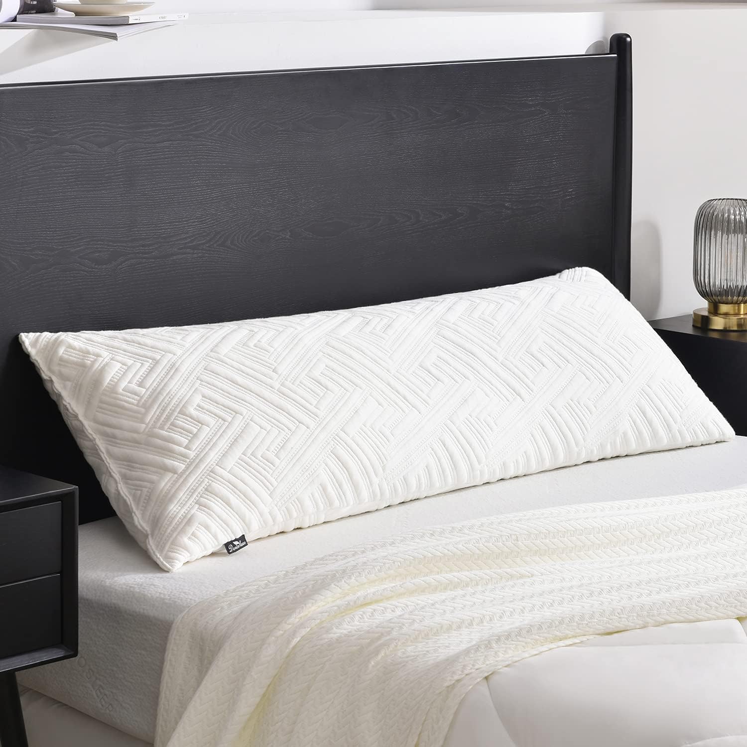 downluxe Shredded Memory Foam Full Size Body Pillow with Bamboo Cover Soft Long Bed Pillow for Alduts Side Sleepers 54"x20"