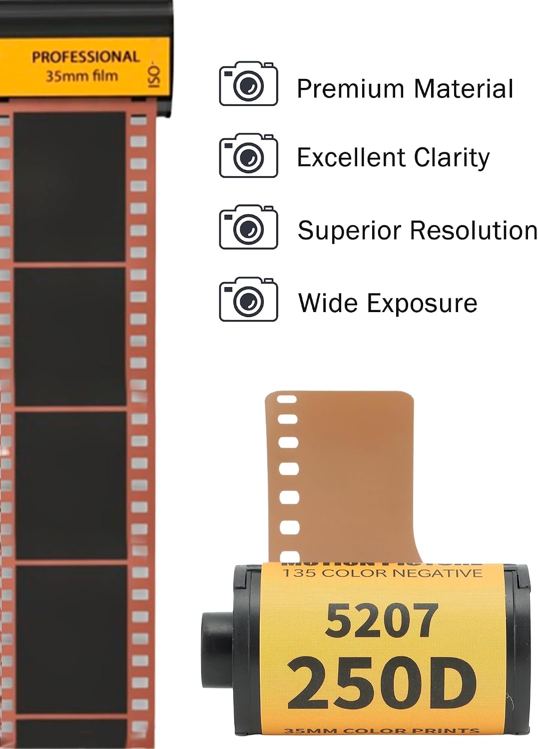 35mm Film Roll, Ecn-2 Process Color Print Film for 135 Cameras, 200-250 Iso Light Sensitivity, Wide Exposure Range Professional Photography Film, 8 Sheets Per Pack, 1.9 X 1.1 Inch Frame Size (4)