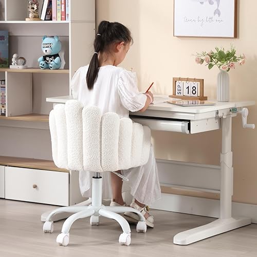 Miniatura 20 de DUOMAY Silla de escritorio para niños, silla giratoria para computadora para niños y niñas, silla de estudio tapizada de terciopelo, bonita silla de