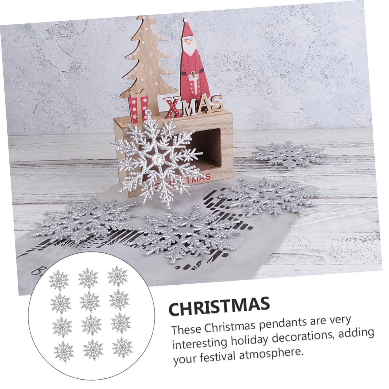 STOBAZA 96piezas Adornos Colgantes para Árbol De Navidad De De Brillo Plata para Decoración Navideña para Fiestas y Eventos