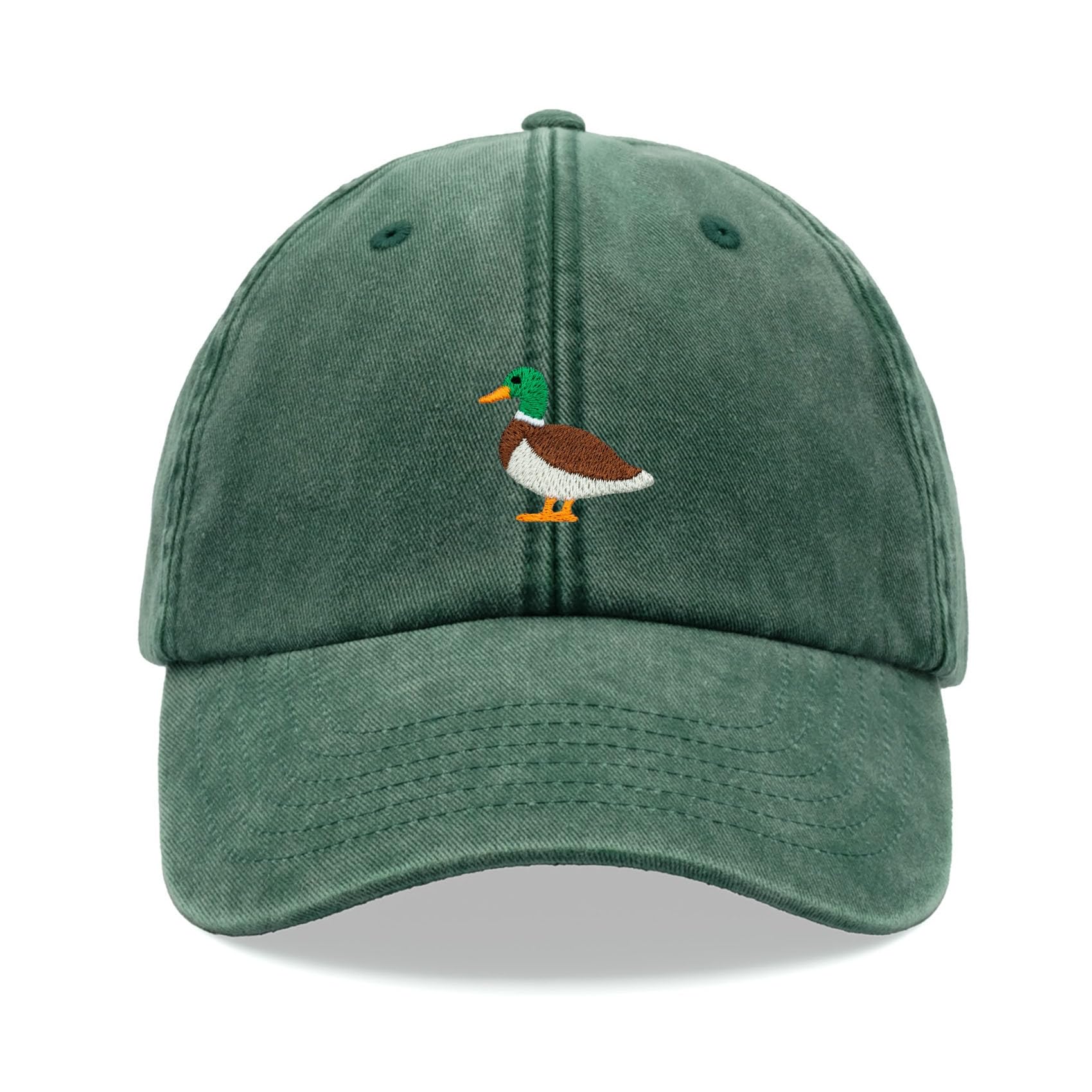 Mallard Duck Baseball Cap Vintage Washed Unisex Dad Hat Adjustable Bottle Green