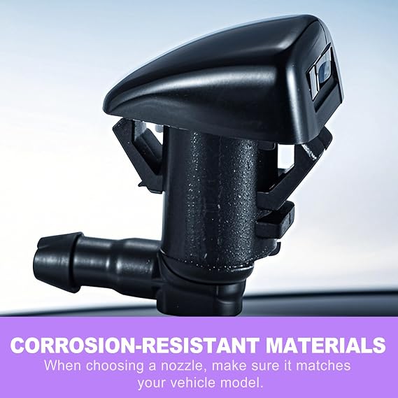 2PCS Front Windshield Washer Nozzle Kit - Universal Automotive Replacement Windshield Wiper Sprayer Nozzles - Washer Nozzle Replacement for Car Truck SUV Van - Black