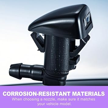 2PCS Front Windshield Washer Nozzle Kit - Universal Automotive Replacement Windshield Wiper Sprayer Nozzles - Washer Nozzle Replacement for Car Truck SUV Van - Black