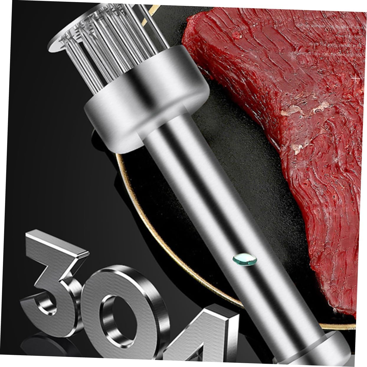 PRETYZOOM 1pc Stainless Steel Meat Tenderizing Needle Tool Heavy Duty Meat Pounding Device for Poultry Beef and Fish Non- Handle for Easy Use Kitchen Essential for Quick Cooking