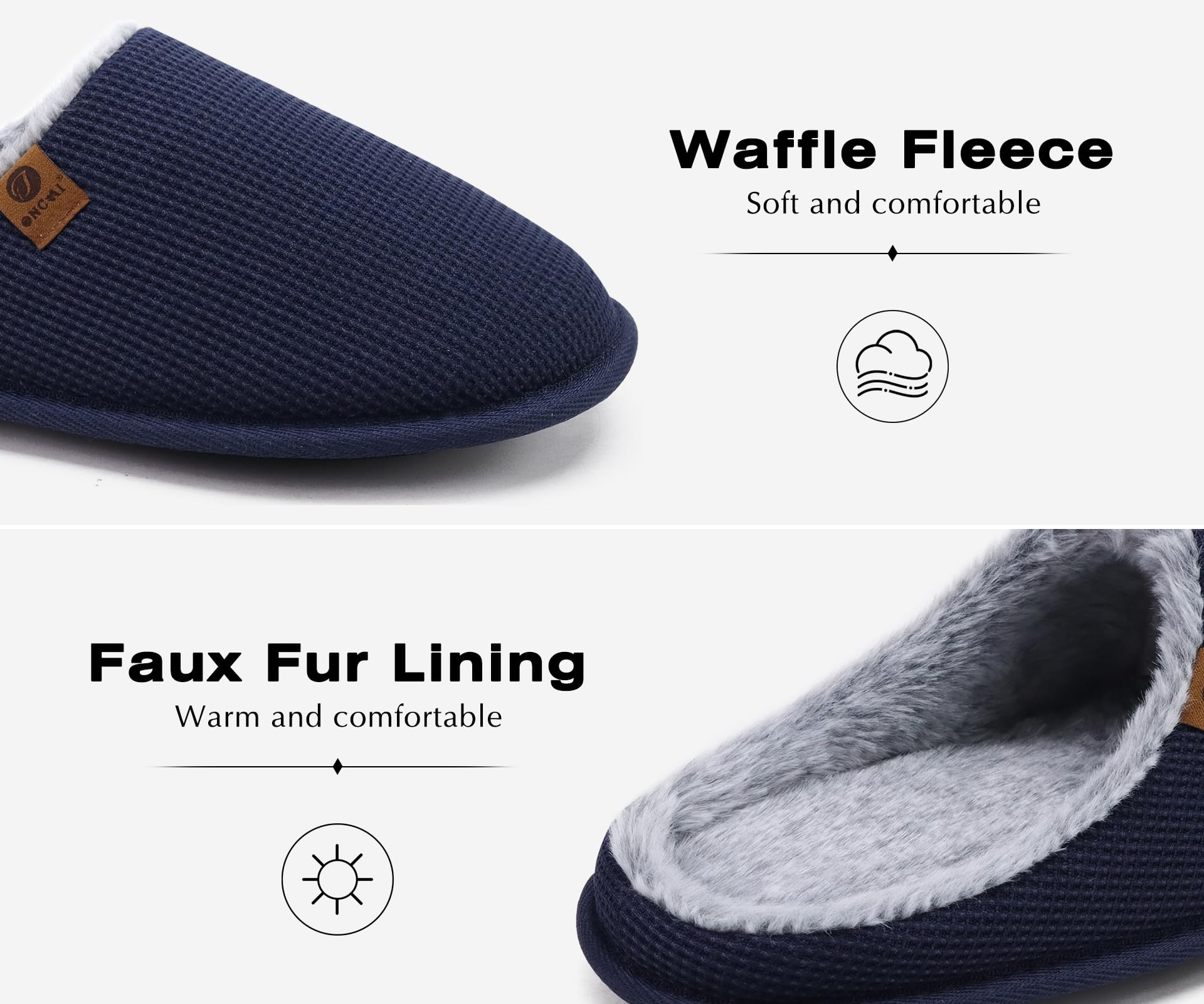 ONCAI Pantofole da Uomo Invernali Ciabatte da Casa con Memory Foam Calde Pelliccia Sintetica Cotone Scarpe Accogliente Antiscivolo Suola EU Dimensione 40-49
