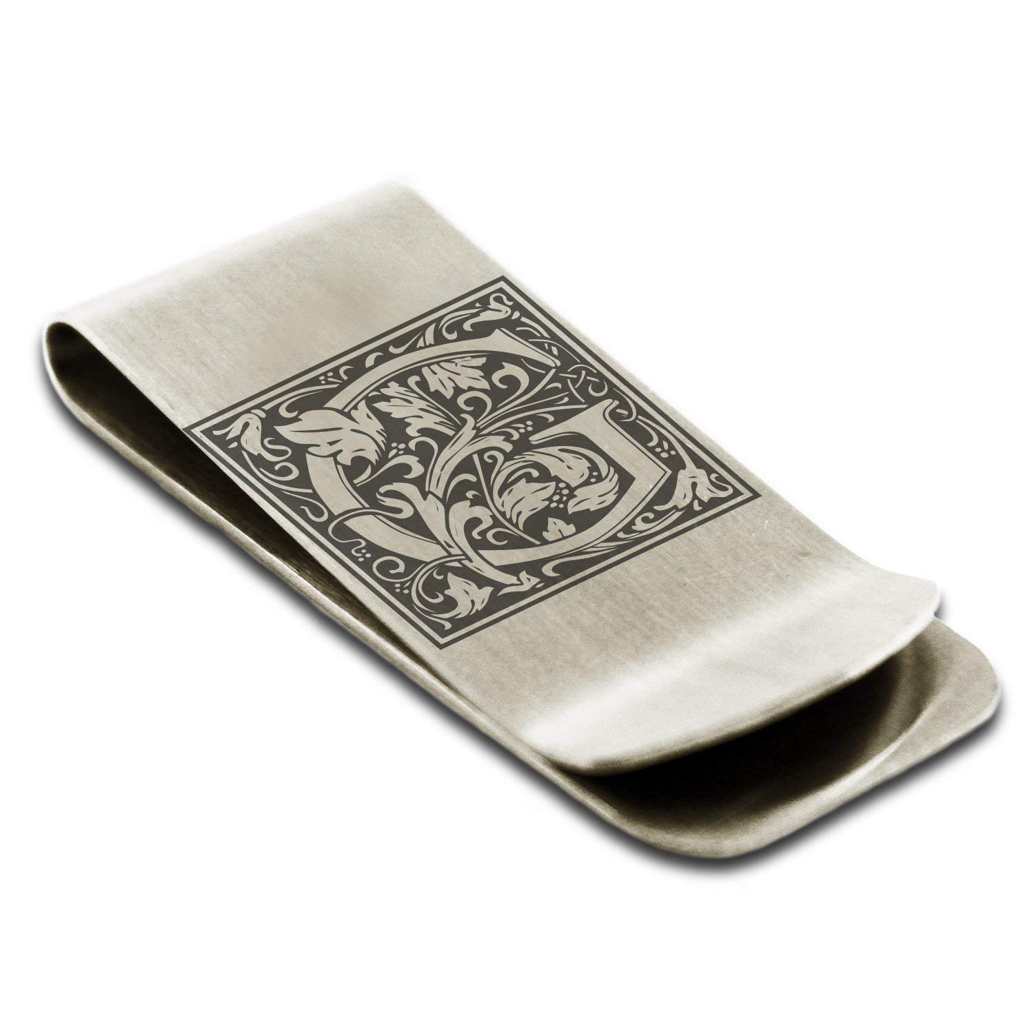 Stainless Steel Money Clip For Men Dad Boy Friend Father Floral Initial Letter Box Monogram Wallet Cash Card Holder | Dad