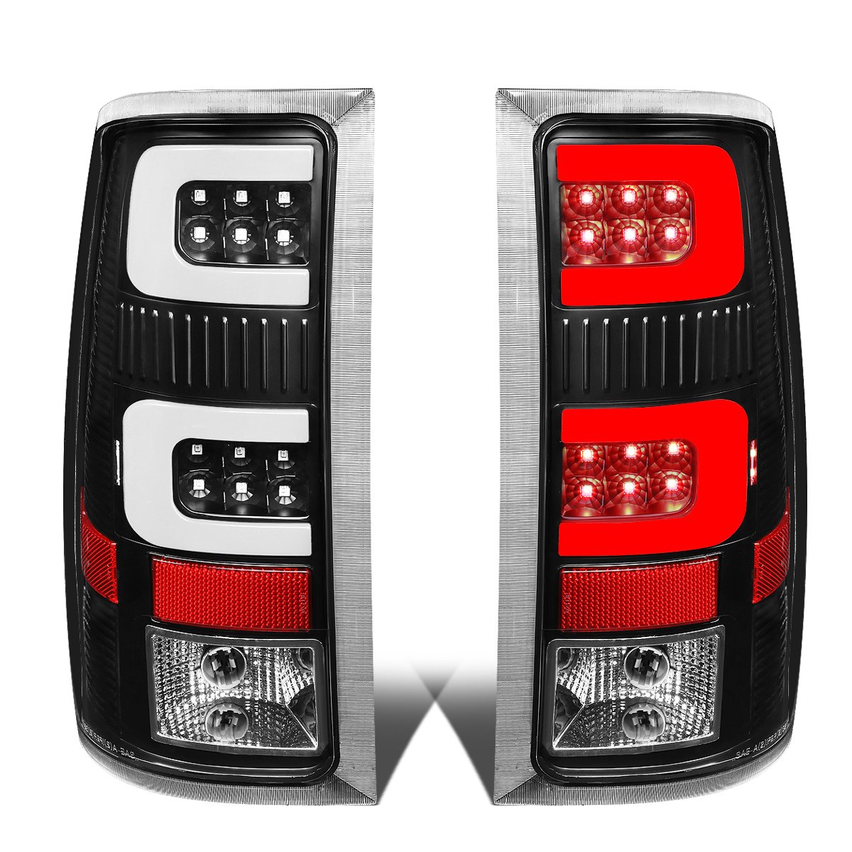 DNA MOTORING TL-GMCSIE07-LED-3D-BK-CL LED 3D Tail Light Assembly Driver & Passenger Side [Compatible with 07-14 GMC Sierra 1500 2500HD 3500HD]